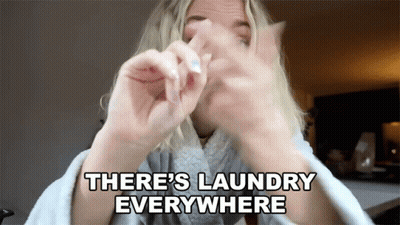 A Woman Says There 'S Laundry Everywhere In A Video GIF