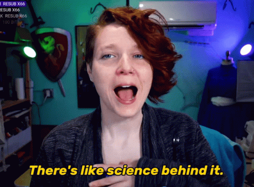A Woman Says There 'S Like Science Behind It In Yellow Letters GIF