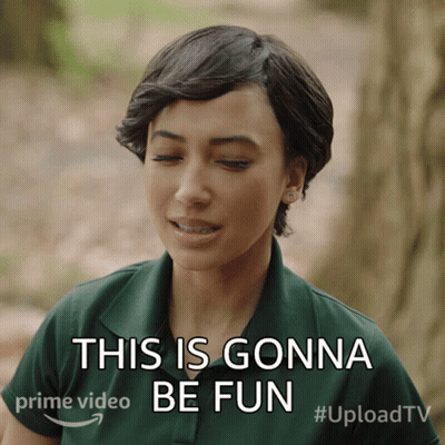 a woman says " this is gonna be fun " while wearing a green polo shirt