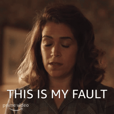 A Woman Says " This Is My Fault " In Front Of A Picture Of Her GIF