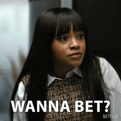 A Woman Says Wanna Bet On A Netflix Advertisement GIF