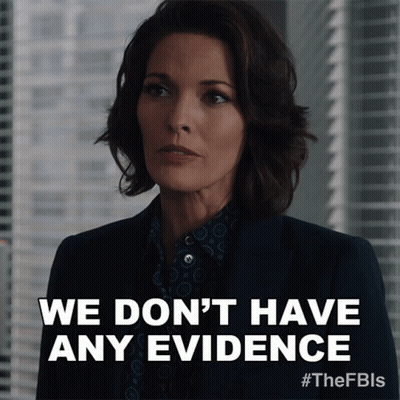 A Woman Says " We Don 'T Have Any Evidence " In Front Of A Window GIF