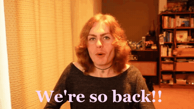 A Woman Says " We 'Re So Back " In A Room GIF
