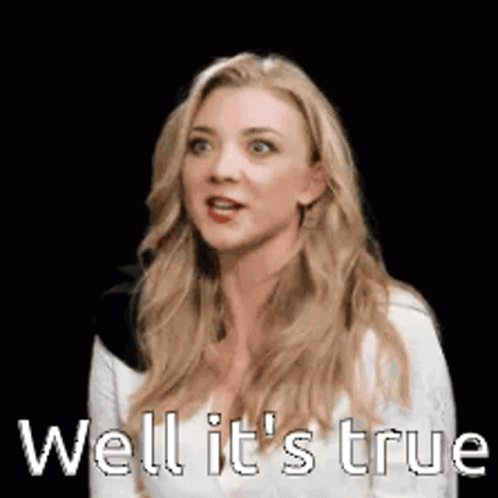 A Woman Says Well It 'S True In Front Of A Black Background GIF