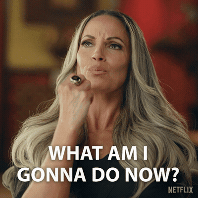A Woman Says What Am I Gonna Do Now In A Netflix Ad GIF