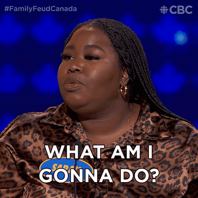 A Woman Says " What Am I Gonna Do " While Wearing A Leopard Print Top GIF