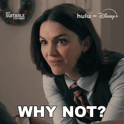 A Woman Says " Why Not " In A Disney Advertisement GIF