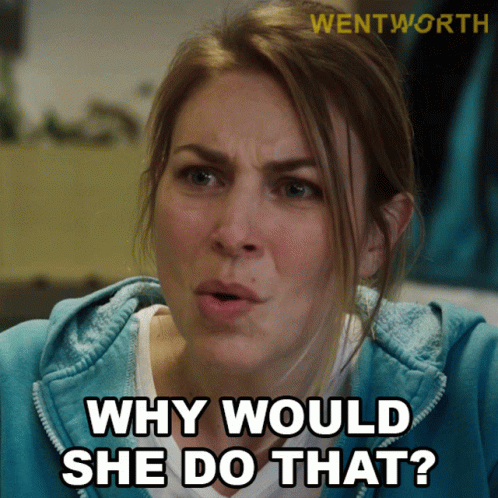 A Woman Says Why Would She Do That While Wearing A Blue Hoodie GIF