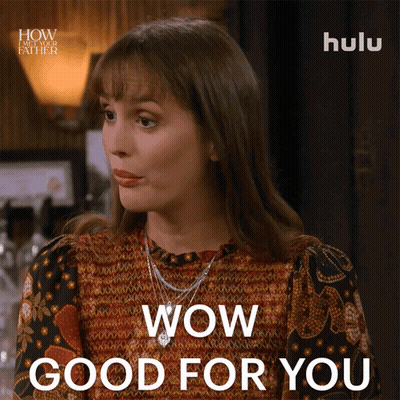 A Woman Says Wow Good For You In Front Of A Hulu Ad GIF