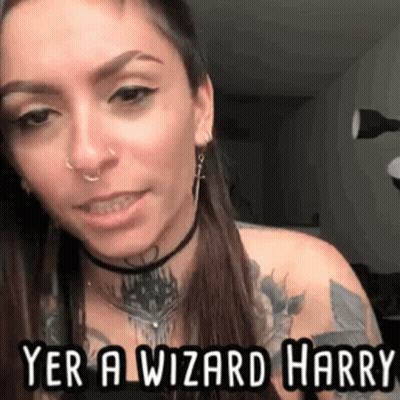 A Woman Says Yer A Wizard Harry In Front Of Her GIF