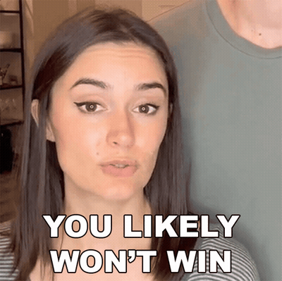 A Woman Says " You Likely Won 'T Win " While Standing Next To A Man GIF