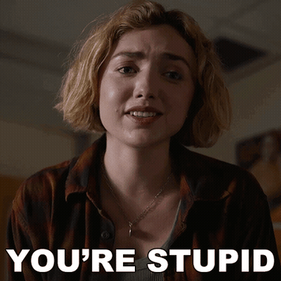 A Woman Says You 'Re Stupid In Front Of A Picture Of Her GIF