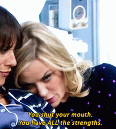 A Woman Says " You Shut Your Mouth You Have All The Strengths " While Another Woman Looks On GIF