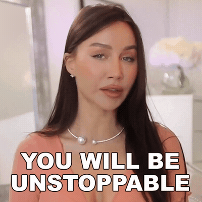 A Woman Says You Will Be Unstoppable In Front Of A Mirror GIF