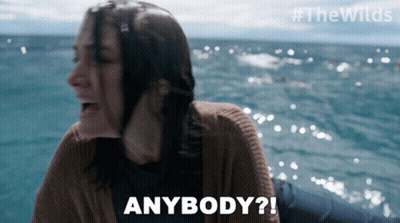 A Woman Screaming In The Ocean With The Words Anybody In Front Of Her GIF