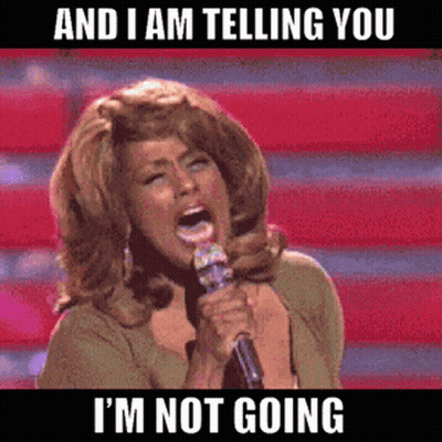 A Woman Singing Into A Microphone With The Words And I Am Telling You I 'M Not Going GIF
