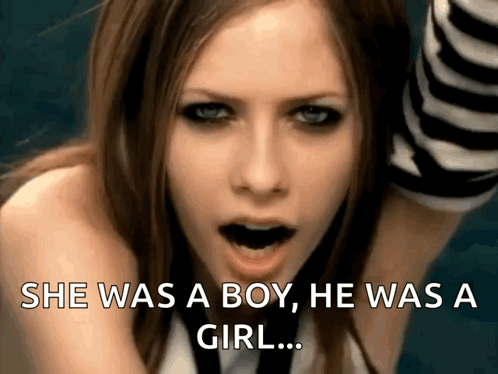 A Woman Singing She Was A Boy He Was A Girl .. GIF