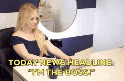 A Woman Sits At A Desk With A Laptop And Says " Today News Headline " GIF