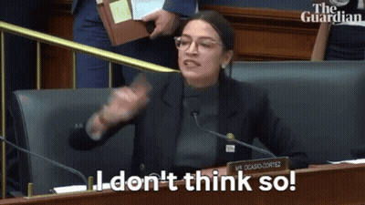 A Woman Sitting At A Desk With The Words I Don 'T Think So GIF