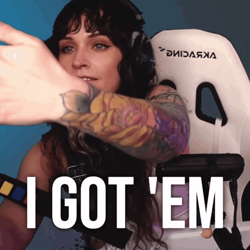 Woman Sitting In Chair With I Got Em Text GIF