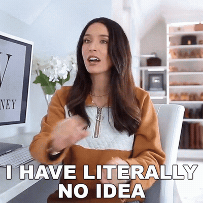 A Woman Sitting In Front Of A Computer With The Words I Have Literally No Idea GIF