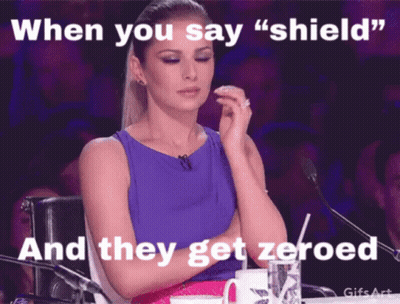 A Woman Sitting In Front Of A Microphone With A Caption That Says " When You Say " Shield And They Get Zeroed " GIF