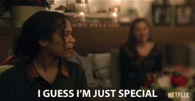A Woman Sitting On A Couch Says I Guess I 'M Just Special Netflix GIF