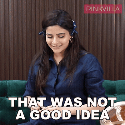 A Woman Sitting On A Green Couch With The Words That Was Not A Good Idea Behind Her GIF