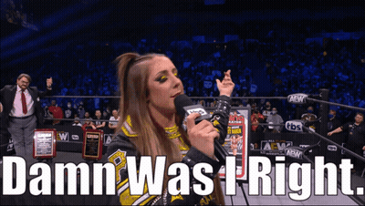 A Woman Speaking Into A Microphone With The Words Damn Was I Right Behind Her GIF