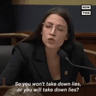 A Woman Speaking Into A Microphone With The Words So You Won 'T Take Down Lies Or You Will Take Down Lies Below Her GIF