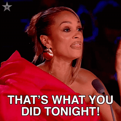 A Woman Speaking Into A Microphone With The Words That 'S What You Did Tonight Written Below Her GIF