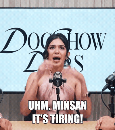 A Woman Speaking Into A Microphone With The Words " Uhm Minsan It 'S Tiring " GIF