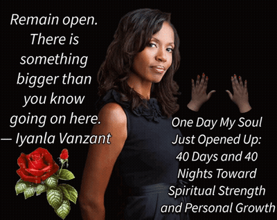 A Woman Stands In Front Of A Black Background With A Quote From Lyandla Vanzant GIF