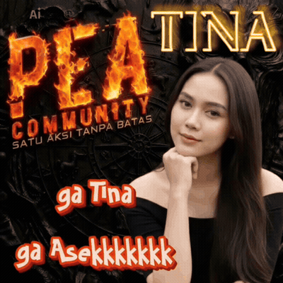 A Woman Stands In Front Of A Peatina Community Poster GIF