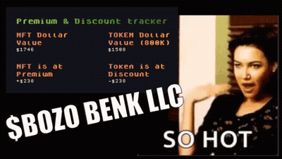 A Woman Stands In Front Of A Sign That Says $ Bozo Benk Llc GIF