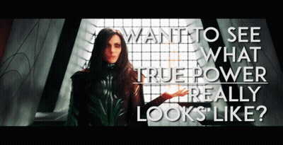 A Woman Stands In Front Of A Window With The Words Want To See What True Power Really Looks Like GIF