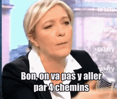 A Woman Talking Into A Microphone With The Words Bon On Va Pas Y Aller Par 4 Chemins GIF