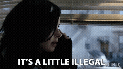A Woman Talking On A Cell Phone With The Words It 'S A Little Illegal Netflix GIF