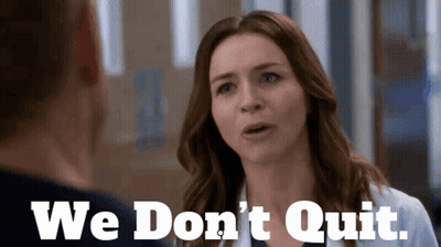 A Woman Talking To A Man With The Words We Don 'T Quit GIF
