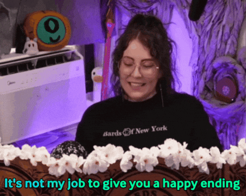 A Woman Wearing A Bards Of New York Shirt Is Smiling And Says It 'S Not My Job GIF