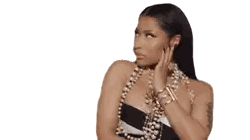 A Woman Wearing A Black And White Dress And A Pearl Necklace Sticker