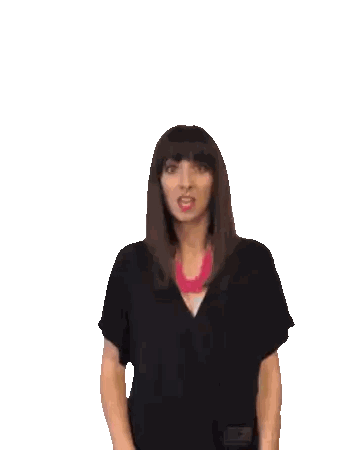 A Woman Wearing A Black Shirt And A Pink Necklace Waves Her Hand Sticker