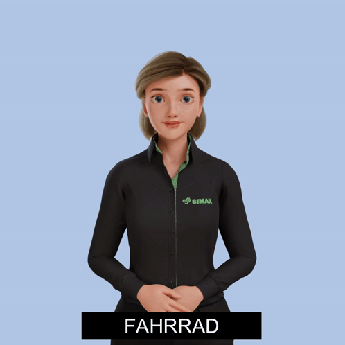 A Woman Wearing A Black Shirt With Simax On It GIF