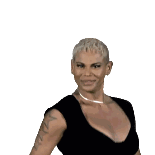 A Woman Wearing A Black Top And Silver Bracelets Waves Her Hand Sticker