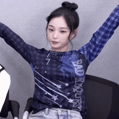 A Woman Wearing A Blue Shirt That Says Bad Request GIF