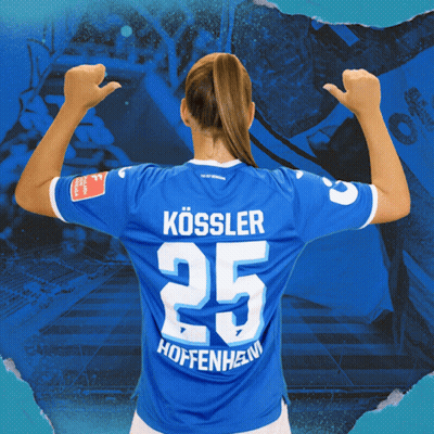 A Woman Wearing A Blue Shirt With The Number 25 On The Back GIF