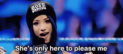 A Woman Wearing A Boss Hat Is Talking Into A Microphone And Saying She 'S Only Here To Please Me GIF