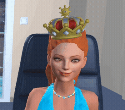 A Woman Wearing A Crown And A Blue Dress GIF