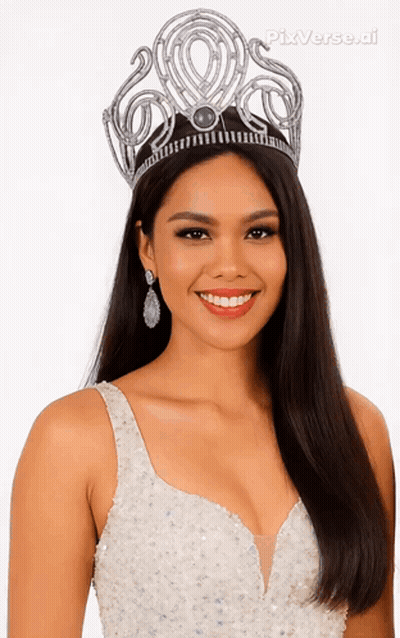 A Woman Wearing A Crown That Says Pixverse.ai GIF