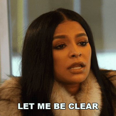 A Woman Wearing A Fur Coat Says " Let Me Be Clear " GIF